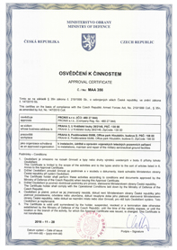 MINISTERSTVO OBRANY Certificate